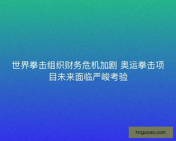 世界拳击组织财务危机加剧 奥运拳击项目未来面临严峻考验