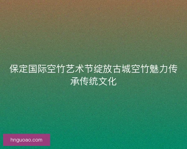 保定国际空竹艺术节绽放古城空竹魅力传承传统文化